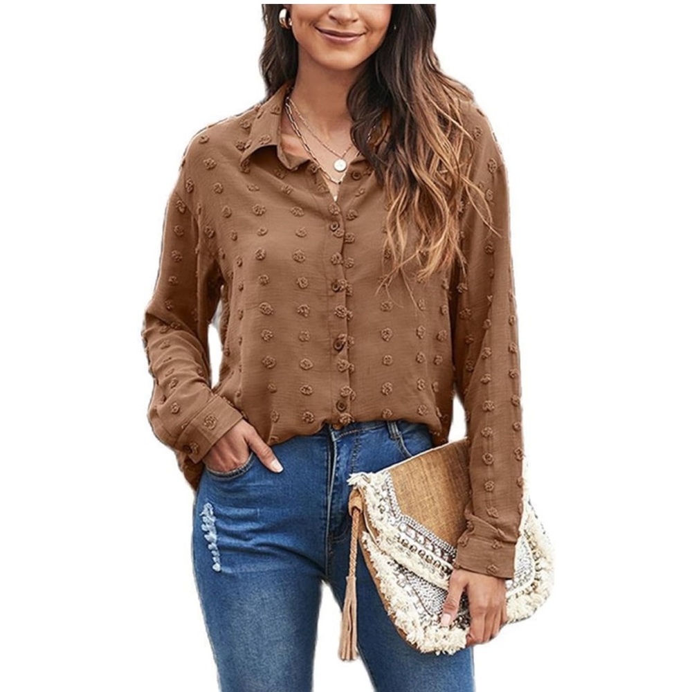 Women’s Jacquard Pom Pom Flowy Blouse, size S